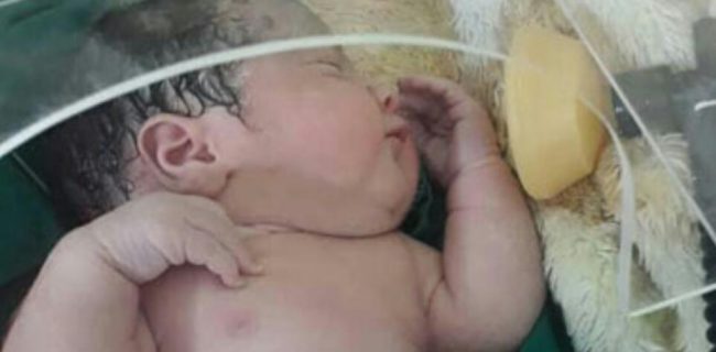 تصاویری از نوزاد تازه متولد شده از مادر مبتلا به کرونا در شهر بابل!